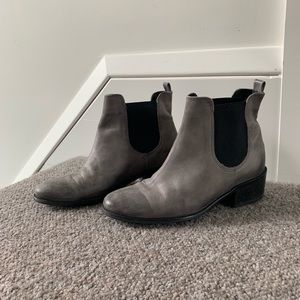 Gray Leather Chelsea Boots